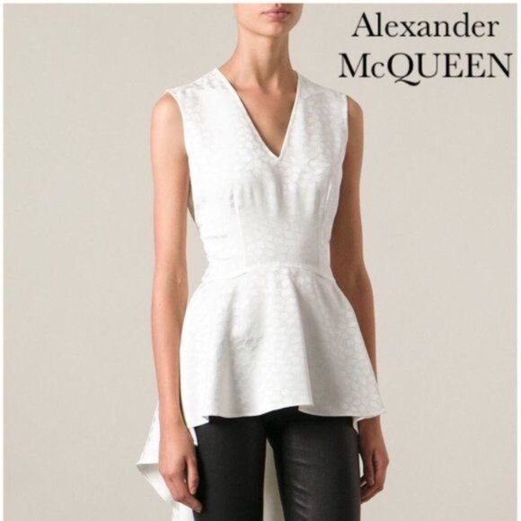 Alexander McQUEEN Peplum Top V Neck High Low - Picture 1 of 12